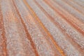 Rusted corrugated galvanized iron plate on natural light