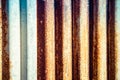 Rusted corrugated sheet metal siding background Royalty Free Stock Photo