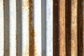 Rusted corrugated sheet metal siding background Royalty Free Stock Photo