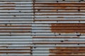 rusted corrugated steel sheets background and texture Royalty Free Stock Photo