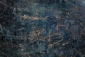 Rusted dark blue flat raw steel sheet surface texture and background with scratches