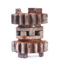 Rusted dusted block gear isolated Royalty Free Stock Photo