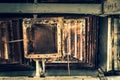 Rusted feed silo of a factory in Belarus Chernobyl exclusion zone