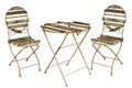 Rusted garden chairs and table isolated on white Royalty Free Stock Photo