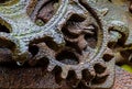 Rusted Gears Of A Long Abandoned Piece Of Farm Machinery