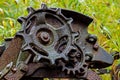 Rusted Gears Of A Long Abandoned Piece Of Farm Equipment