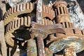 Rusted gears and pieces of iron from vintage mechanics