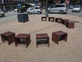 Rusted iron benches in Rivarolo