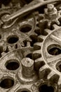 Rusted mechanical gears and cogwheels