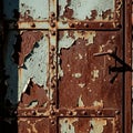 Metal door featuring a grid pattern with rivets at the intersectio Royalty Free Stock Photo