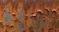 Rusted metal surface displaying extensive corrosion. The orange-red oxidization Royalty Free Stock Photo