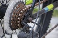 Rusted nut and chain on mountain bike rear wheel Royalty Free Stock Photo