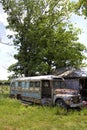 Rusted Old Blue Abandoned School Bus Royalty Free Stock Photo