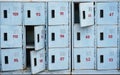 Rusted old cabinet lockers background Royalty Free Stock Photo