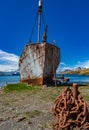 Rusted, old, decaying whaling vessel left over from the 1920s in South Georgia Royalty Free Stock Photo