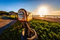 Rusted old metal mail box near the beach of the pacific Royalty Free Stock Photo