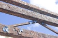 Rusted old metal rooftop detail Royalty Free Stock Photo