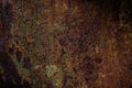 Rusted and oxidized metal texture. Background of the old ferrum sheet. Grunge wall with streaks of pitting. Concept of abstract Royalty Free Stock Photo