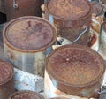 Rusted paint cans