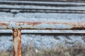 Rusted piece of fence for the trains