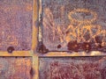 Rusted and Pitted Metal Panels on Old Gate, Unique Background Image Royalty Free Stock Photo