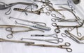 Rusted pliers scissors and other ancient medical instruments