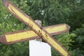 Rusted rail crossing sign