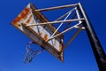 Rusted Rusty Old Basketball Hoop Outside Blue Sky Royalty Free Stock Photo