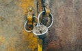 Rusted sea chains with lock. Royalty Free Stock Photo