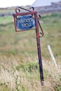 Rusted sign of a boarding house, Inisheer, Ireland