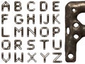 Rusted steel alphabet