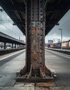 Rusted Steel Support Column on a Train Platform Royalty Free Stock Photo