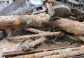 Rusted tubes of a cantiere for laying technological infrastructu Royalty Free Stock Photo