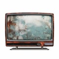 Rusted Tv Illustration In Textured Style On White Background