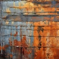 Rusted Wall Photograph With Layers Of Orange And Blue