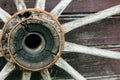 Rusted wheel in Latvia in Sabile town. Royalty Free Stock Photo