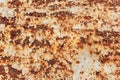 Rusted white painted metal wall. Rusty metal background with streaks of rust. Rust stains. The metal surface rusted Royalty Free Stock Photo