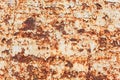 Rusted white painted metal wall. Rusty metal background with streaks of rust. Rust stains. The metal surface rusted Royalty Free Stock Photo