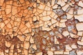 Rusted white painted metal wall. Rusty metal background with streaks of rust. Rust stains. The metal surface rusted Royalty Free Stock Photo