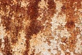 Rusted white painted metal wall. Rusty metal background with streaks of rust. Rust stains Royalty Free Stock Photo