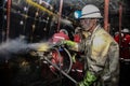 Underground Platinum Chrome miners drilling blast holes Royalty Free Stock Photo