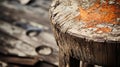 Rustic Acrylic Stool With Cracked Wooden Texture - Vintage Charm