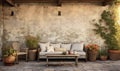 Rustic Afternoon Repose in an Open-Air Courtyard
