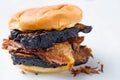 Rustic american barbecue beef brisket sandwich Royalty Free Stock Photo