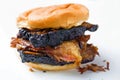 Rustic american barbecue beef brisket sandwich Royalty Free Stock Photo