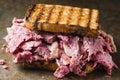 Rustic american corned beef sandwich Royalty Free Stock Photo