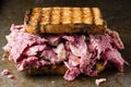 Rustic american corned beef sandwich Royalty Free Stock Photo
