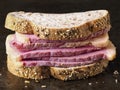 Rustic american deli corned beef sandwich Royalty Free Stock Photo