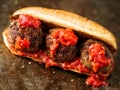 Rustic american italian meatball sandwich Royalty Free Stock Photo