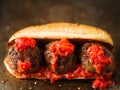 Rustic american italian meatball sandwich Royalty Free Stock Photo